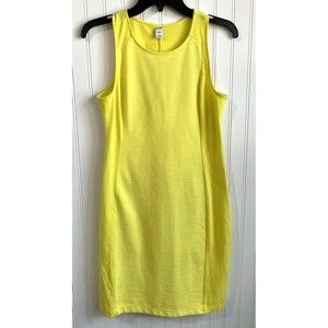Old Navy Womens Small Neon Yellow Bodycon Dress‎ Sleeveless Knit Rib Stretch